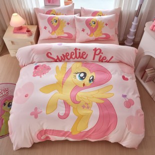 小马宝莉全棉被套四件套春秋纯棉被罩儿童床上三件套女孩卡通床笠