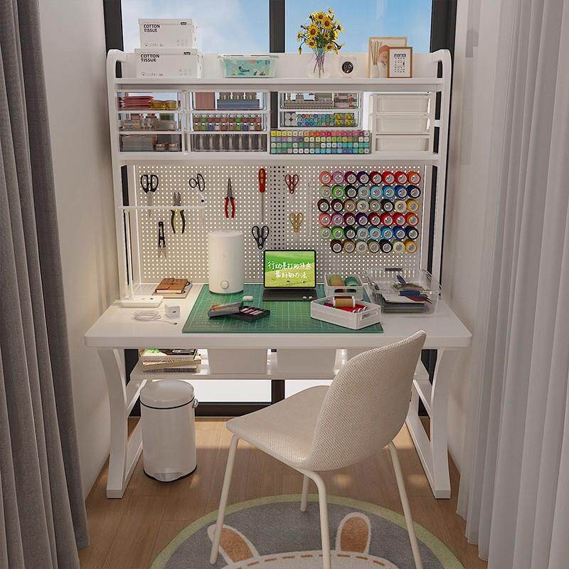 DIY桌子手工桌家用卧室工作台毛线收纳一体洞洞板置物架子电脑桌