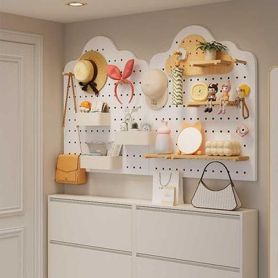 入户门口玄关墙面实木洞洞板置物架壁挂墙板墙上木质挂板收纳墙