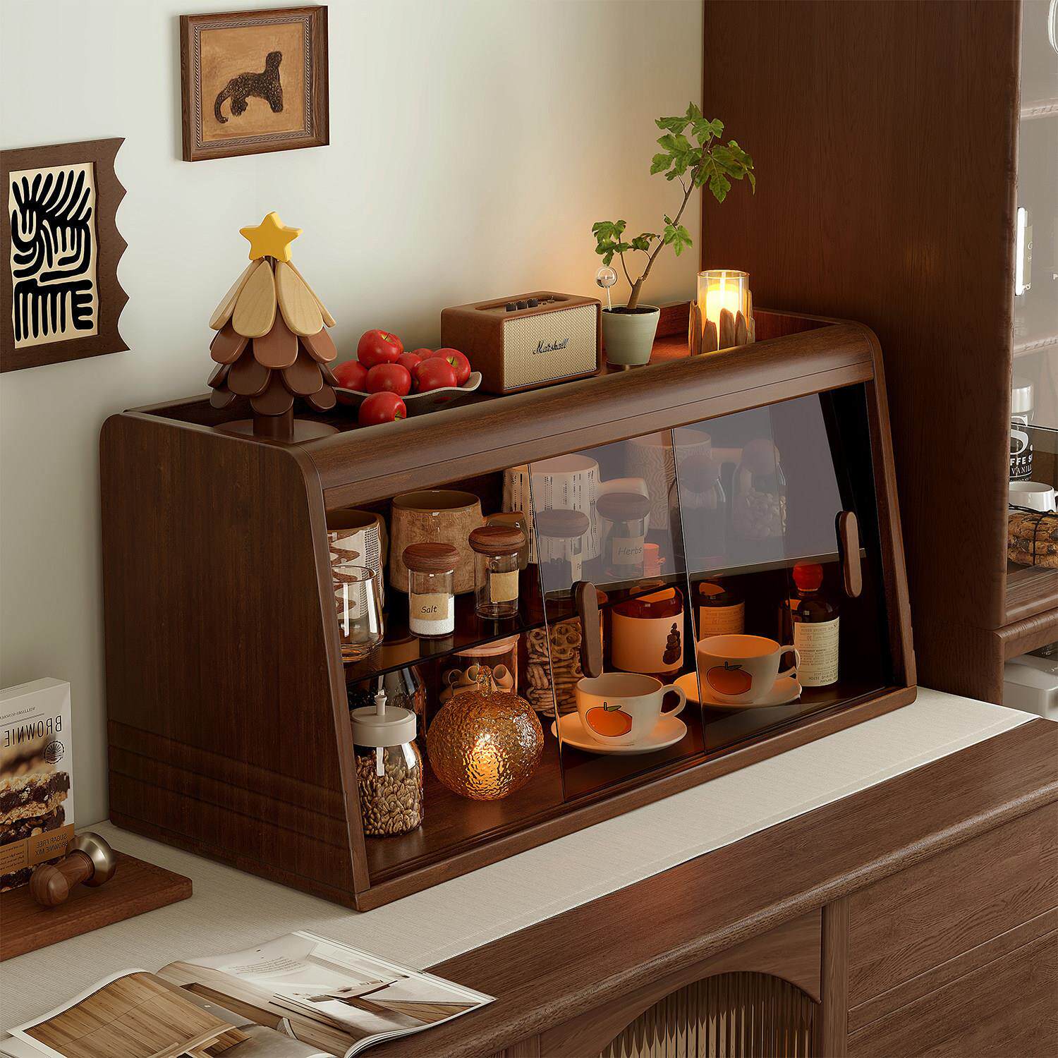 实木杯架防尘餐桌台面水杯茶杯收纳架餐边柜咖啡杯杯子收纳置物架