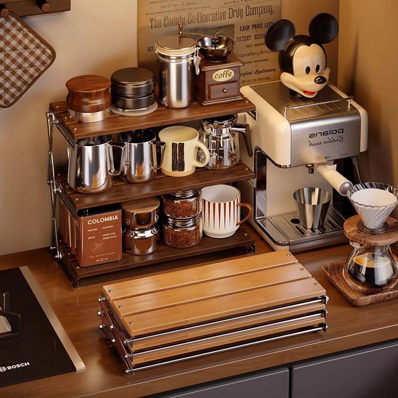 实木杯架可折叠桌面水杯收纳架茶杯咖啡杯户外整理架餐边柜置物架