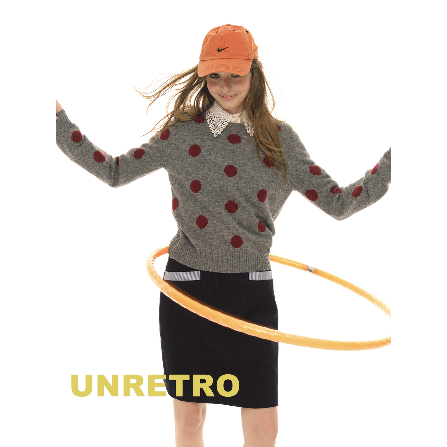 UNRETRO复古撞色波点羊毛毛衣女