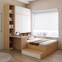 小户型榻榻米床卧室实木衣柜床书桌一体儿童床柜组合多功能储物床