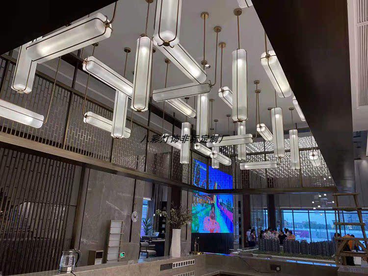 简约客厅餐厅吧台灯豪华别墅楼梯灯酒店大堂新中式玻璃装饰吊灯