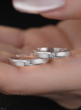 阿宝S999足银拉丝情侣对戒一对搭配高级简约小众设计质感手饰代发