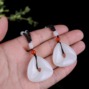 天然和田玉轮回吊坠峰回路转时来运转白玉平安扣情侣玉坠玉石挂件