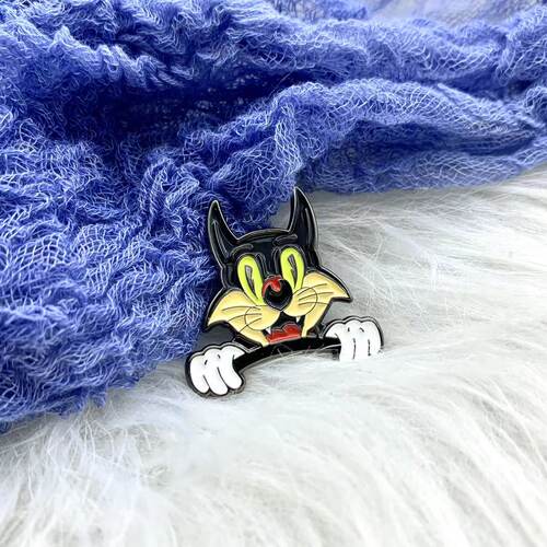机灵小黑猫金属定制徽章