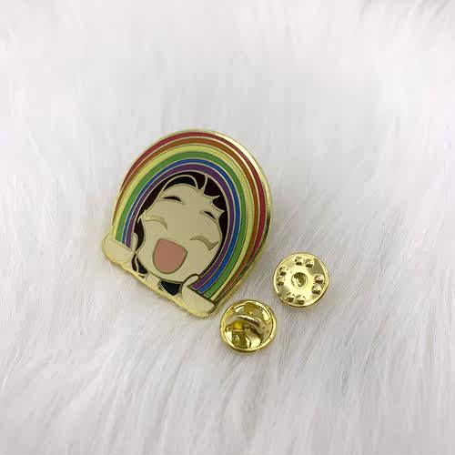 胸针创意日韩彩虹小女孩可爱书包装饰徽章迷你个性百搭金属小别针