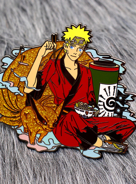 Japin原创火影忍者手办九尾鸣人徽章ins动漫周边漩涡鸣人金属胸针