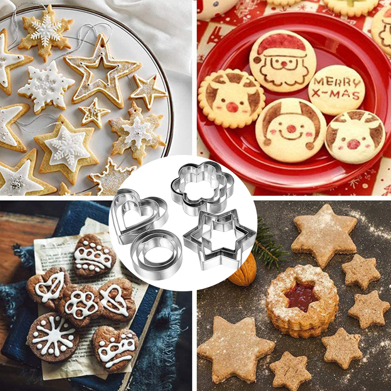 12件套不锈钢饼干模具套装心形星星花形圆形蛋糕模具烘焙小工具