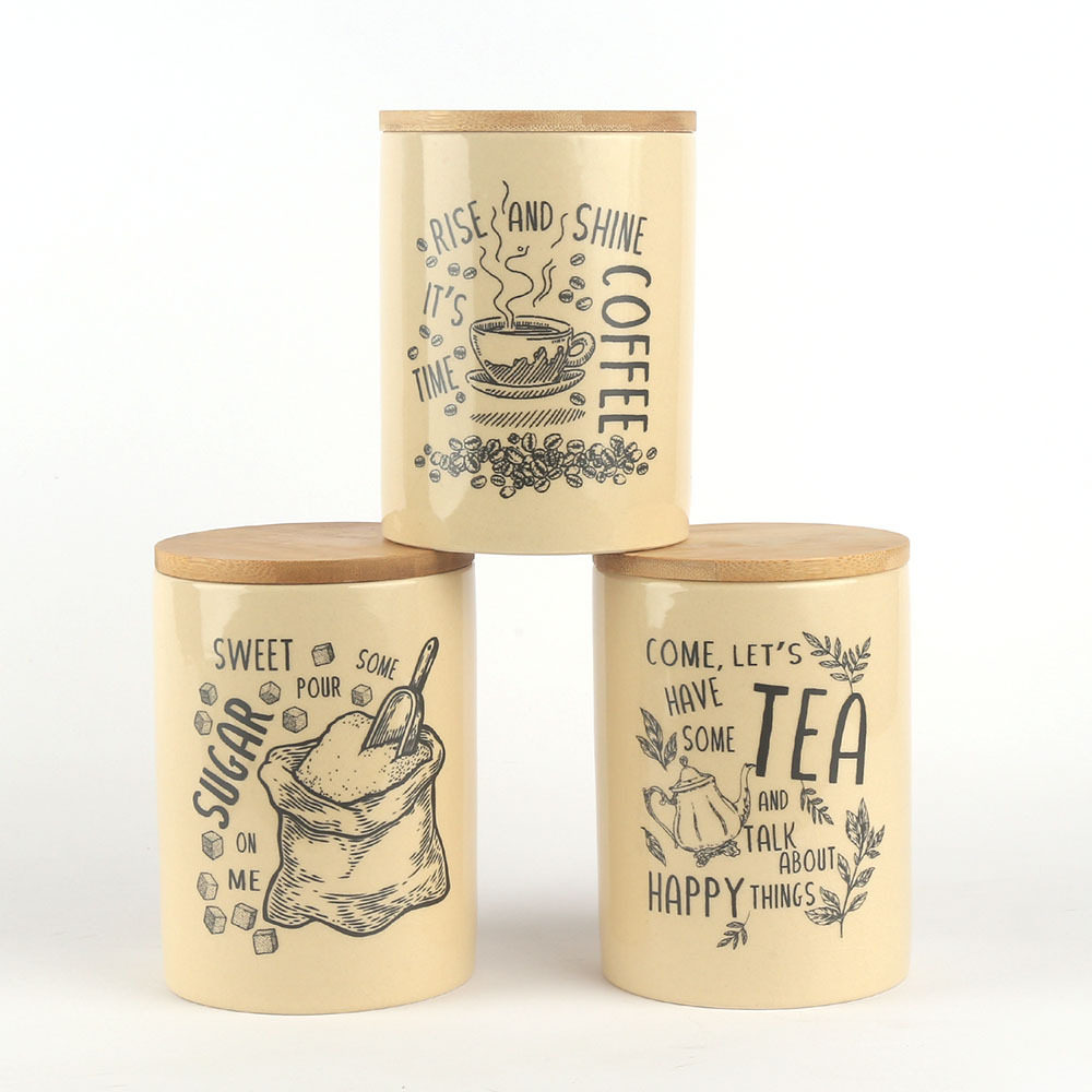 欧美乡村风茶叶罐防潮密封储存罐绿茶红茶陶瓷木盖储物罐家用简约