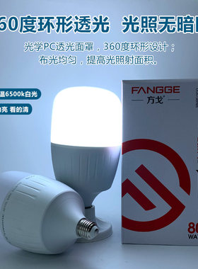 方戈球泡灯大功率LED灯泡100w80w