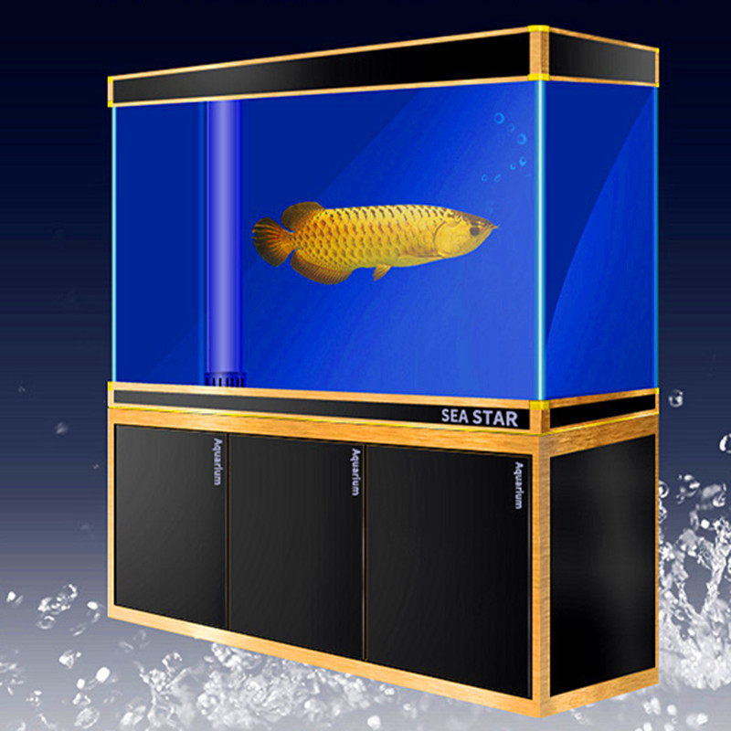 乐事海星水族箱k系龙鱼缸 热弯底部过滤缸 鱼缸水族超白直角缸