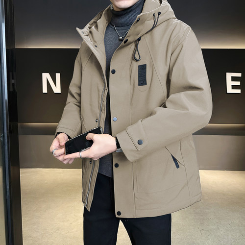 90绒中长款羽绒服男轻薄款冬季2025新款潮流连帽保暖防寒服外套男