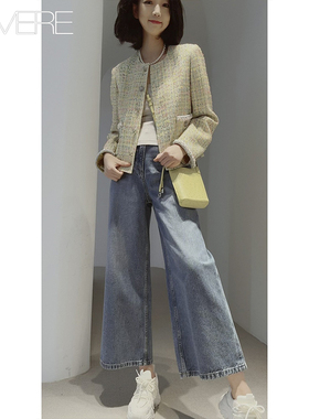 【彩点花呢手工编织】王yi博CH@NEL原版同款嫩黄色时髦巨好看外套