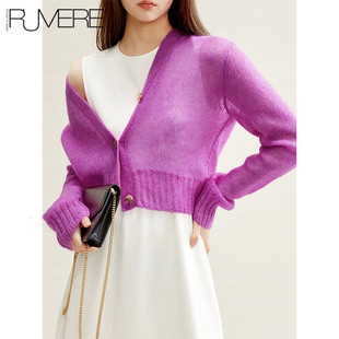 慢工双层空气棒针 重磅荐温柔治愈MOHAIR短开衫 戎美 ZZ0831039