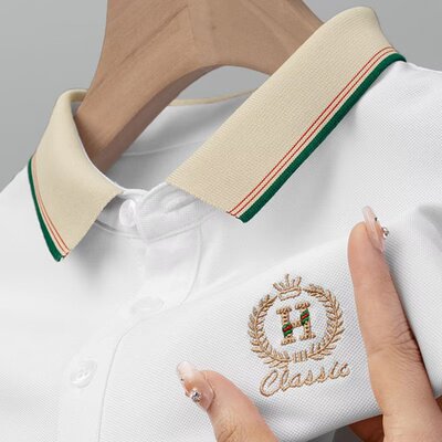 哇噢定制2026年新款夏季短袖酷帅轻薄刺绣翻领polo衫男士短袖t恤