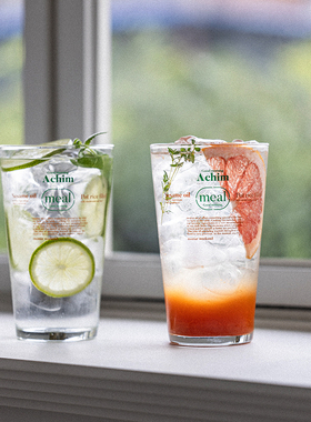 韩国代购momur绿橙天空蓝字母玻璃杯夏日冰镇饮料果汁杯咖啡杯