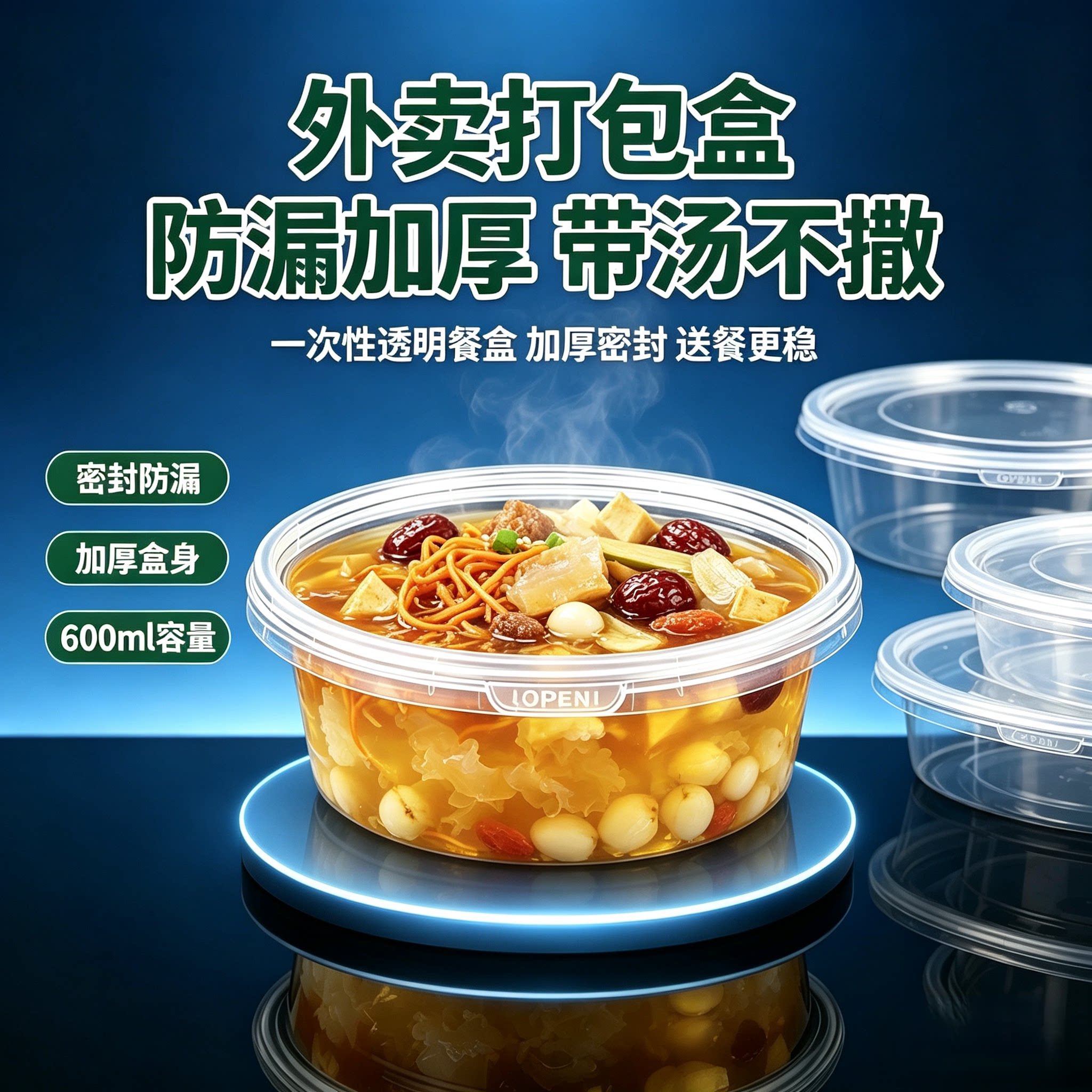 一次性透明锁扣防漏耐高温外卖盒图片