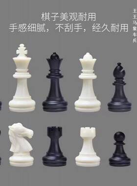 磁性国际象棋棋子补子标准外贸版中小学生学校培训黑白色金银颜色