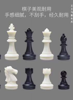 磁性国际象棋棋子补子标准外贸版中小学生学校培训黑白色金银颜色