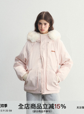 SPEAR YOUTH“觅雪寻冬”加厚羽绒服棉服大毛领连帽外套派克服女