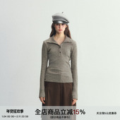 YOUTH 绿松石woo 半开领多造型亨利领修身 SPEAR 坑条针织衫 毛衣