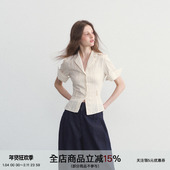 YOUTH 领条纹短袖 菊次郎 SPEAR 夏天 原创西装 t恤衬衫 收腰上衣