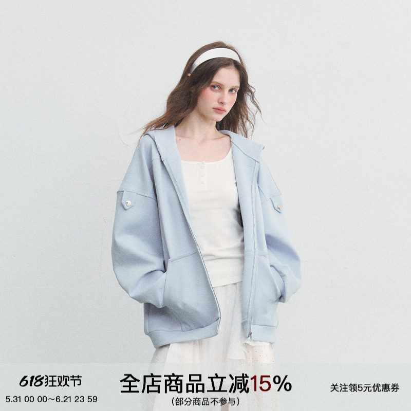 SPEAR YOUTH“初糖物语”重磅蝙蝠袖连帽卫衣太空棉百搭落肩帽衫