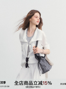 SPEAR YOUTH“难以抗拒”天丝亚麻衬衫大方领通勤百搭长袖上衣