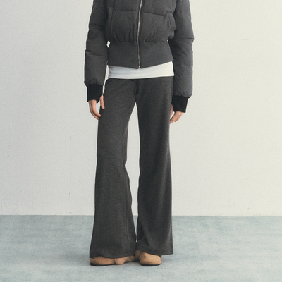 SPEAR YOUTH“显瘦腿模”黑灰色微喇裤针织高弹百搭休闲裤卫裤