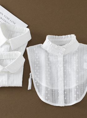 湘蒙新款假领子女百搭假领毛衣装饰领荷叶边立领假衣领白色衬衣领