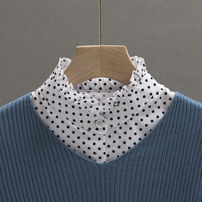 2021年韩版假领子女百搭假领波点立领白色棉质毛衣装饰衣领秋冬季
