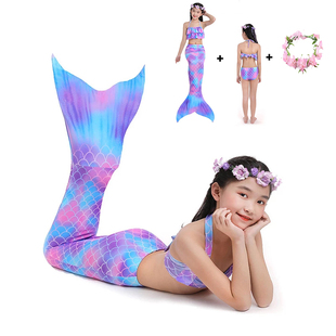 2021 Girls Swimmable Mermaid Tail Princess Dress Kids Holida