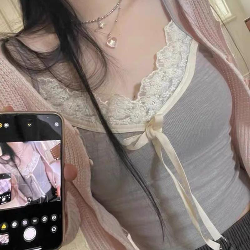 Wind Small Lace Lace Lace Lace Inner Layup Tank Top for Girl