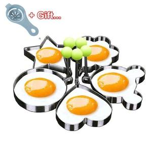 5pcs Egg Mold Ring Stainless Steel Round/Heart/Flower/Five-P