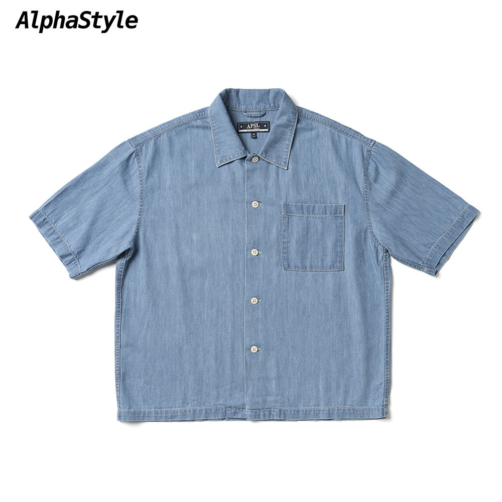 夏季牛仔衬衫高能感户外复古经典