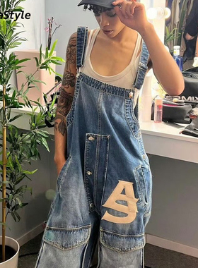 AlphaStyle秋冬吊带裤背带裤设计师款美式街头宽松个性休闲高能感