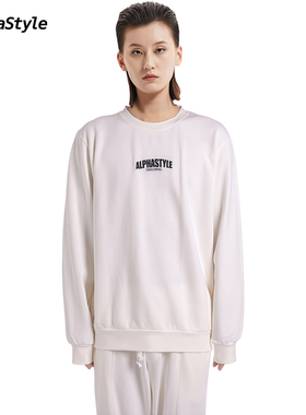 【马柏全同款】alphastyle潮牌秋冬男女纯棉风简约舒适情侣卫衣女
