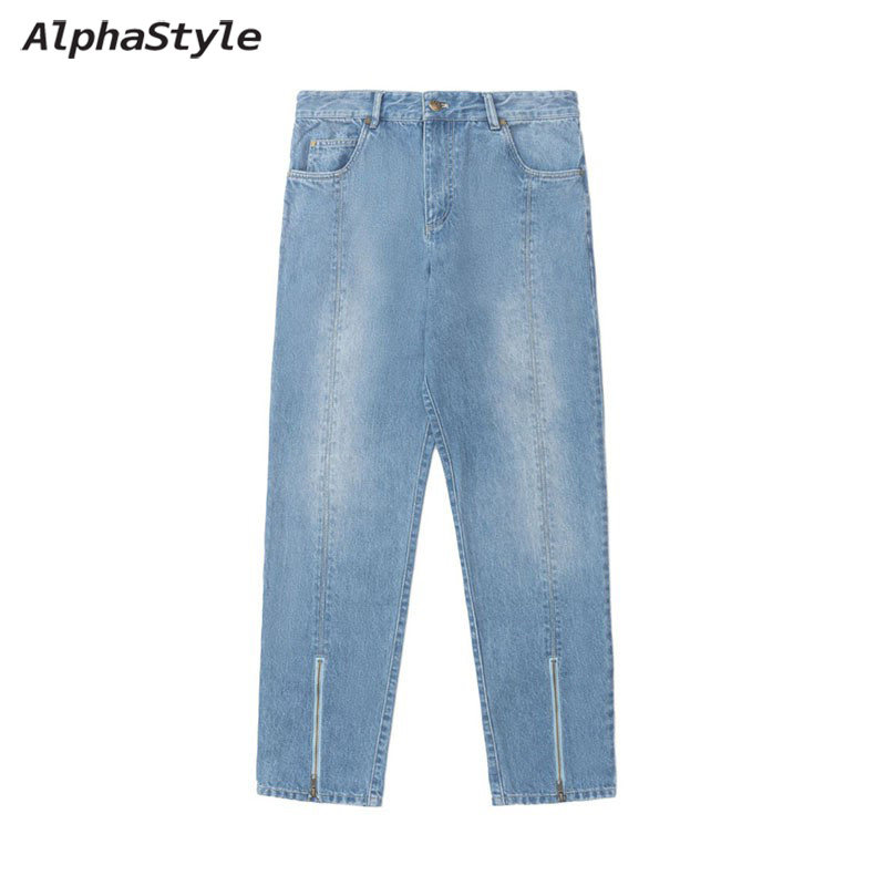 秋冬时尚百搭舒适直筒牛仔裤潮牌