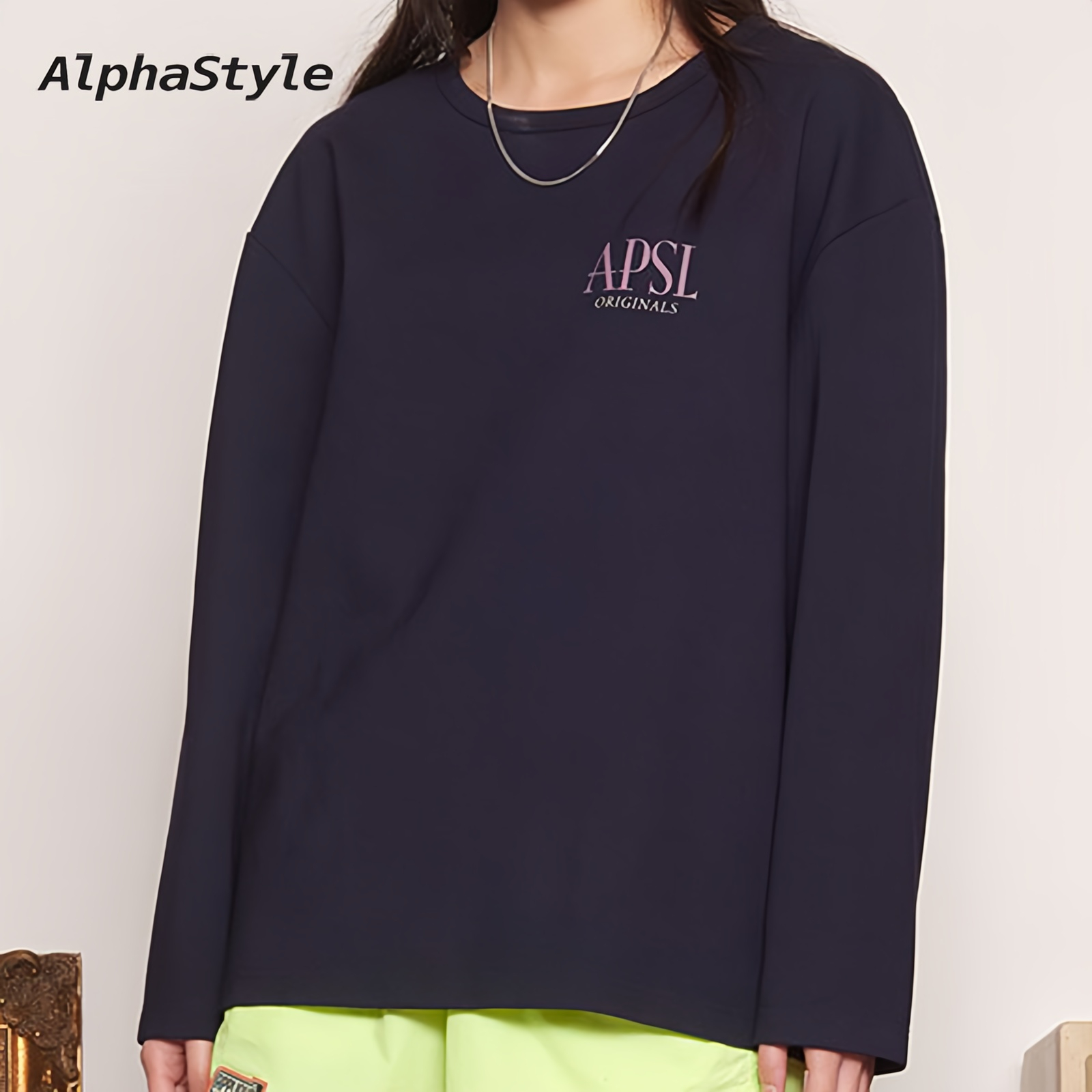 Alphastyle秋冬圆弧下摆套头T恤