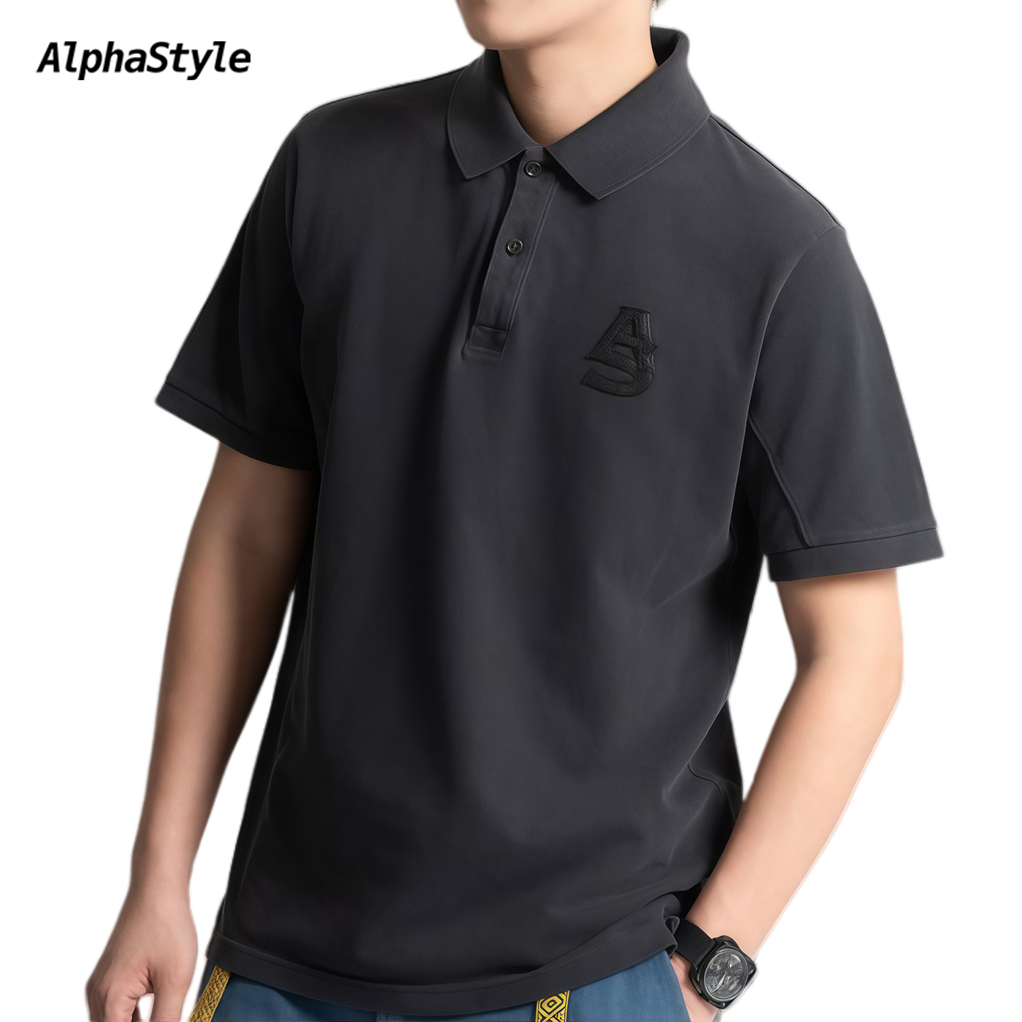 夏季复古刺绣POLO衬衫纯棉T恤