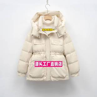 石狮浪印户外代工平湖驰绒服女冬季新款白鸭绒连帽收腰加厚修身显