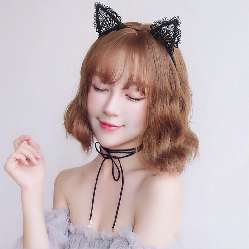 主播网红新款蕾丝花边猫耳朵发箍时尚头箍压发头饰女成人发饰品