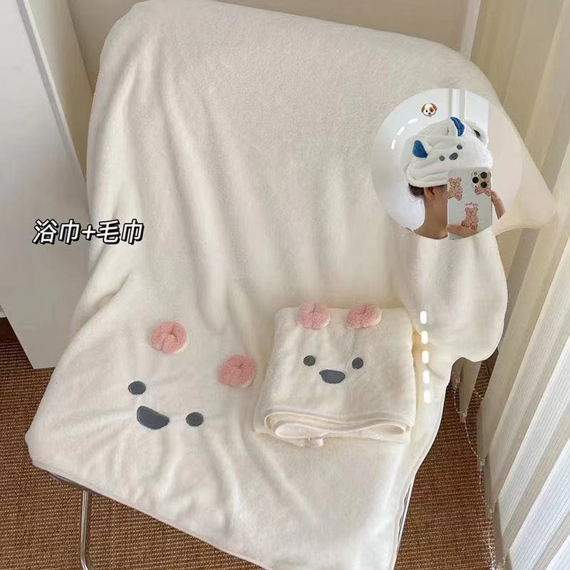 卡通浴巾考拉毛巾可爱珊瑚绒成人吸水沐浴洗澡毛巾批发家用大毛巾