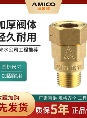 埃美柯黄铜水表止回阀黄铜表前伸缩4分6分防自转空转水表逆止阀