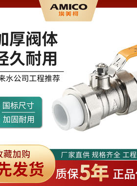 埃美柯 PPR热熔活接家用球阀黄铜电镀加厚阀体双活接球阀dn15阀门