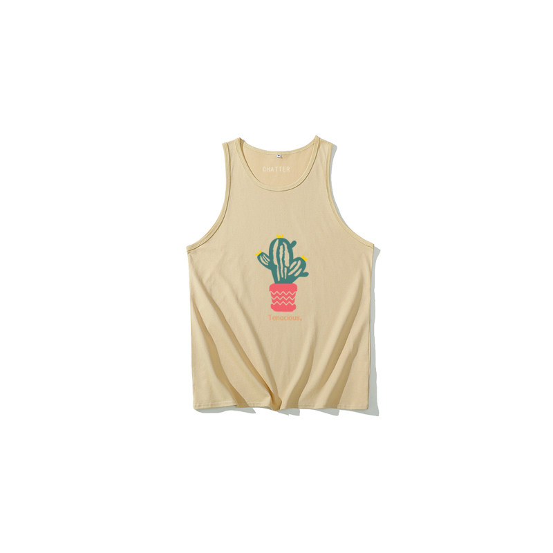 童装仙人掌印花夏季工字背心男童中大童上衣纯棉宽松打底汗衫体恤