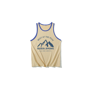 不二玩味纯棉夏装国潮彩边男女中大童装汗衫背心各自努力顶峰相见