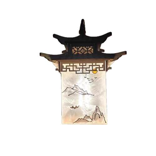 新中式宋代美学禅意茶室餐厅仿古建筑房子凉亭玄关灯四角凉亭吊灯